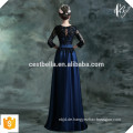 Fußbodenlänge halbe Hülse runder Ansatz Reißverschluss oben Spitze elegantes langes königliches blaues Abendkleid preiswerte auf lagerbrautjunferkleider